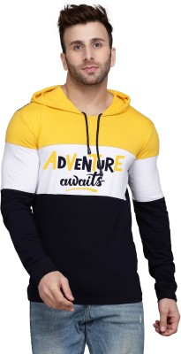 MINISTRY OF FRIENDS Colorblock Men Hooded Neck White, Black, Yellow T-Shirt