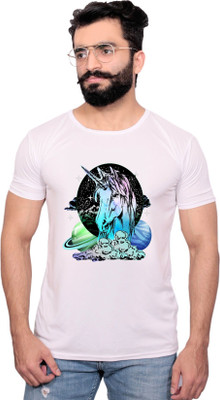 NITYANAND CREATIONS Graphic Print Men Round Neck White T-Shirt