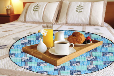 Casanest Round Pack of 1 Table Placemat(Blue, PVC)
