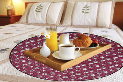 Casanest Round Pack of 1 Table Placemat(Maroon, PVC)