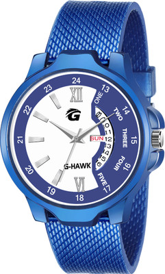 G-HAWK D&D 61 BLUE S Designer Two Tone Dial With Day And Date Functioning Blue Strap Watch For Boys Analog Watch  - For Men