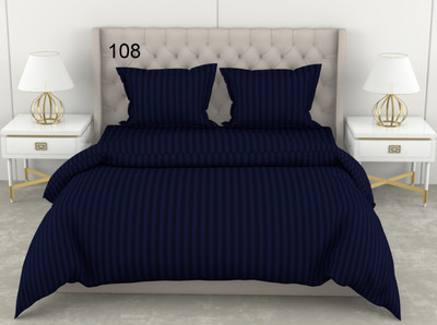 Vashishtha Satin Double Flat 210 TC Striped Bedsheet(Pack of 1, Multicolor)