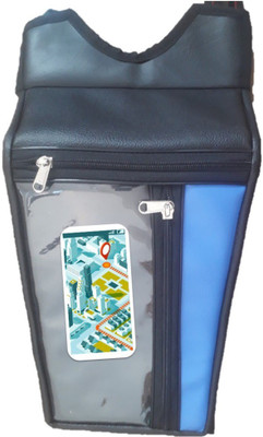 Supreme Mobile Holder Bike Tank Cover (Premium Art Leather - Black & Blue) 032 Strap Hero Glamour Bike Tank Cover(5 L)