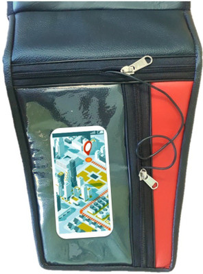 Supreme Mobile Holder Bike Tank Cover (Premium Art Leather - Black & Red) 032 Strap Hero Glamour Bike Tank Cover(5 L)