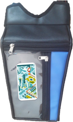 Supreme Mobile Holder Bike Tank Cover (Premium Art Leather - Black & Blue) 047 Strap Bajaj Platina 100 DTS-i Bike Tank Cover(5 L)