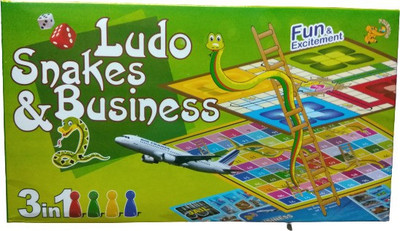 JMD Creation 3 in 1 Game Ludo Snakes With Business Games for Kids Party & Fun Board Game
