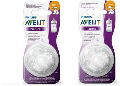 Philips Avent Natural Nipple Combo 6m+ Fast Flow Nipple(Pack of 2 Nipples)