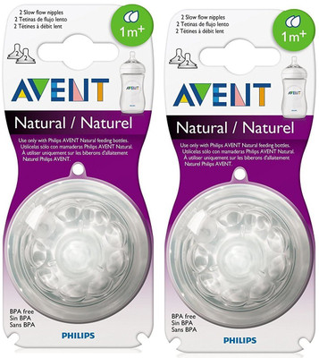 Philips Avent Natural Nipple Combo 1m+ Slow Flow Nipple(Pack of 2 Nipples)