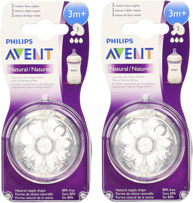 Philips Avent Natural Nipple Combo 3m+ Medium Flow Nipple(Pack of 2 Nipples)