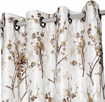 SB Textiles 213 cm (7 ft) Door Polyester Semi Transparent Curtain (Pack Of 2)(Coffee New Patti 3 PCS, Floral)