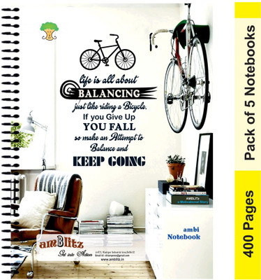 amblitz Cycle A4 Notebook Unruled 400 Pages(Multicolor, Pack of 5)