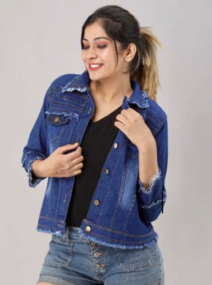 Wingzss 3/4th Sleeve Washed Women Denim Jacket