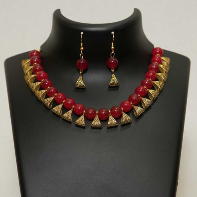 Princy Enterprise Alloy Gold-plated Gold, Red Jewellery Set(Pack of 1)