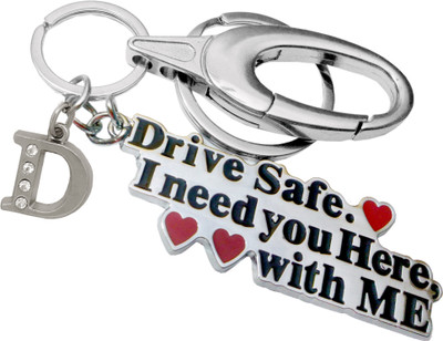MGP FASHION Metal Drive Safe Alphabet D Stone Silver Hook Car Bike Scooty Home Office Girls Boy Uniqe Design Key Ring Key Chain
