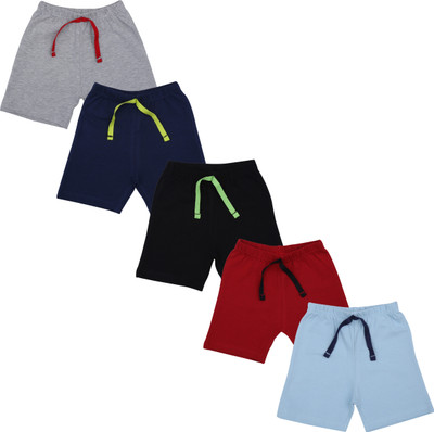 YUV Short For Boys & Girls Casual Solid Cotton Jersey(Multicolor, Pack of 5)