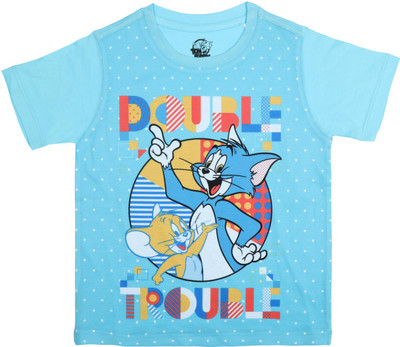 TOM & JERRY Boys Printed Cotton Blend Regular T Shirt(Multicolor, Pack of 1)