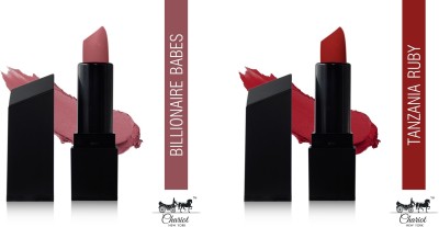 Chariot New york Billionaire Babes(French Rose) Tanzania Ruby (Ruby Red) Cream Matte Lipsticks(French Rose ,Ruby Red, 4 g)