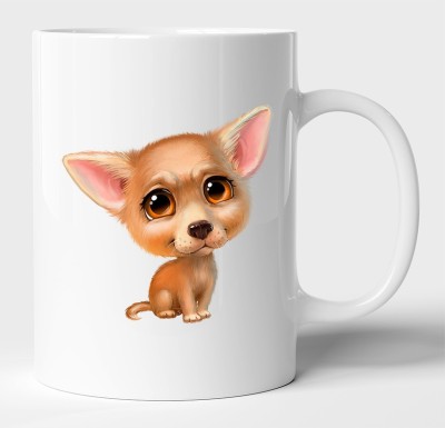 BLISSart Cute Animal Ceramic Tea Cup Best For Gift White Ceramic Coffee Mug(350 ml)