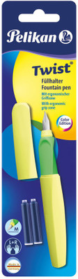 Pelikan TWIST FP P457/B NEON YELLOW+2 INK CARTRIDGES Fountain Pen(Ink Color - Blue)