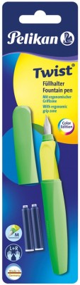 Pelikan TWIST FP P457/NEON GREEN +2 INK CARTRIDGES Fountain Pen(Blue)