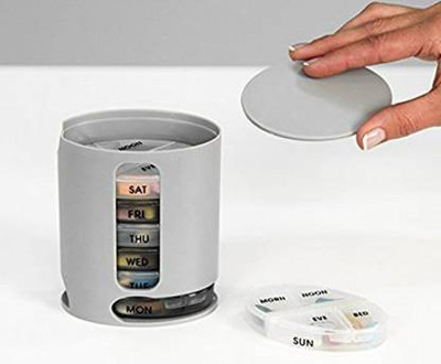 NUSHUB 7 DAYS 7 -day 7 Day Weekly Tablet Medicine Storage Box/Pill Dispenser Pill Box (Grey) Pill Box(Grey)