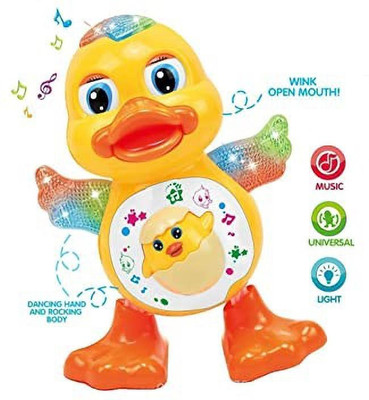 RetailDADDY Dancing Small yellow Duck with Music Flashing Lights and Real Dancing Action(Multicolor)