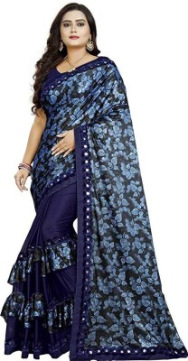 vinayak trendz Printed Bollywood Art Silk, Cotton Silk Saree(Blue)