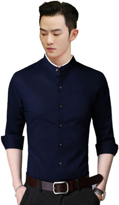 UD FABRIC Men Solid Casual Blue Shirt