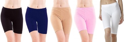 FeelBlue Solid Women White, Blue, Black, Pink, Beige Basic Shorts, Regular Shorts, Running Shorts, Sports Shorts, Cycling Shorts
