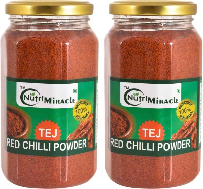 NUTRI MIRACLE Tej Red Chilli Powder 500 gm - Pack of Two (250 gm Each) | Tej Lal Mirch Powder(2 x 250 g)