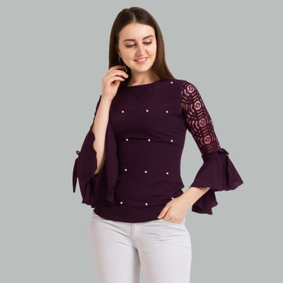 Sheetal Associates Casual 3/4 Sleeve Self Design Women Multicolor Top