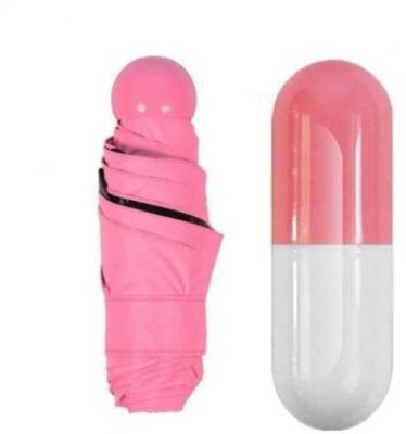 ulfat Ultra Light and Small Mini Umbrella with Cute Capsule Case,5 Folding Compact Pocket Umbrella(Pink)