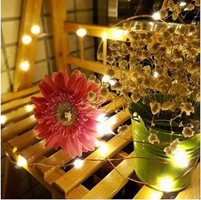 Meneon 100 LEDs 10.01 m Gold Flickering String Rice Lights(Pack of 1)