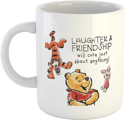 THE MEHRA CREATION Laughter and Friendship Will Cure just About Everything Cute Animal Cartoon Printed Coffee- Friendship Quotes Ceramic Coffee Mug(325 ml)
