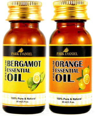 PARK DANIEL Premium Bergamot and Orange Essential oil combo pack of 2 bottles of 30 ml- Pure and Natural(60 ml)(60 ml)