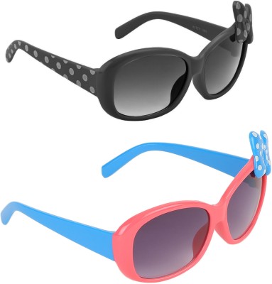 AMOUR Rectangular Sunglasses(For Girls, Black, Violet)