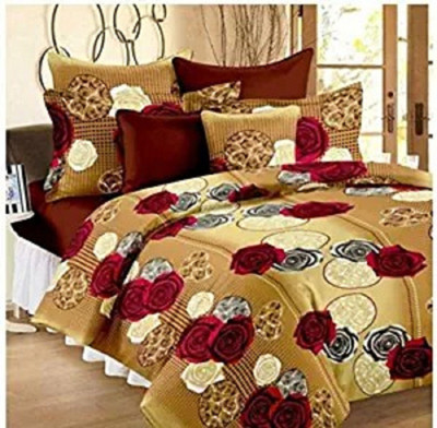 Koli Trading 220 TC Cotton Double Abstract Flat Bedsheet(Pack of 1, White)