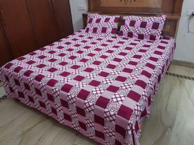 Koli Trading 220 TC Cotton Double Abstract Flat Bedsheet(Pack of 1, White)