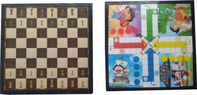 JMD Creation 2 in 1 Chess-Ludo wooden Board with coins Strategy & War Board Game
