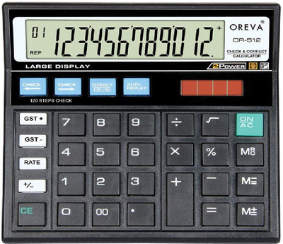 OREVA SOLAR & BATTERY OPERATED CHECK & CORRECT GST CALCULATOR OR-512 Basic  Calculator(12 Digit)