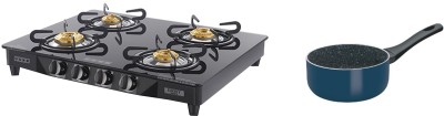 USHA Ebony GS 4001 Glass Manual Gas Stove(4 Burners)