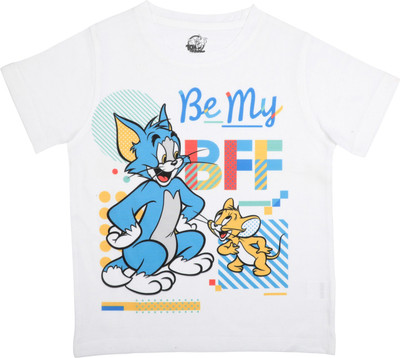 TOM & JERRY Boys Graphic Print Polyester Regular T Shirt(Multicolor, Pack of 1)