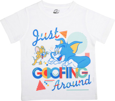 TOM & JERRY Boys Graphic Print Polyester Regular T Shirt(Multicolor, Pack of 1)