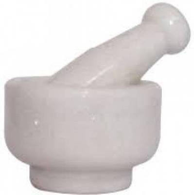 Dream Product Studio White Marble Mortar and Pastle / Okhli Musli / Imam Dasta / Khalbatta / Kharal / Masher - 5" Stoneware Masher  (Pack of 1)