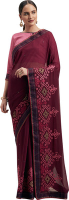 Shaily Retails Embroidered Bollywood Chiffon Saree(Purple)