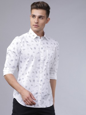 LOCOMOTIVE Men Printed Casual White Shirt