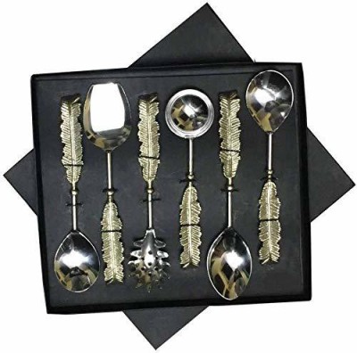 Maverics Designer Mother of Seep Serving Spoons Stainless Steel With Seep Handles Set of 6 Pieces| Serving Spoon| Cutlery Set| Best Gifting Option Stainless Steel Serving Spoon Set(Pack of 6)