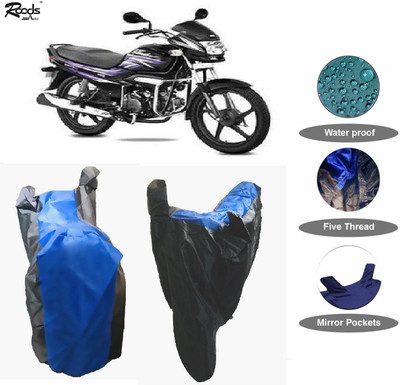 ROODS AUTO Waterproof Two Wheeler Cover for Hero(Super Splendor, Black, Blue)