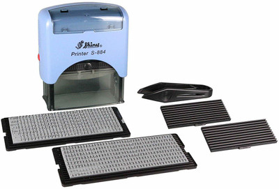 SHINY S-884 Self Inking Stamp Printing Kit DIY Set (Violet) stamp(Standerd, Blue)