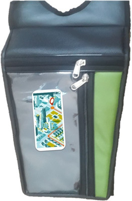 Supreme MOBILE DISPLAY Pouch on Tank Cover (Premium Art Leather - Black & Green) 080 Strap Hero HF Bike Tank Cover(5 L)